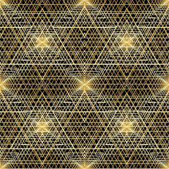 Gold luxury seamless pattern on the black background. Vector illustration.