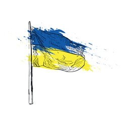 ukraine flag single hand drawn continuous line vector illustration design
