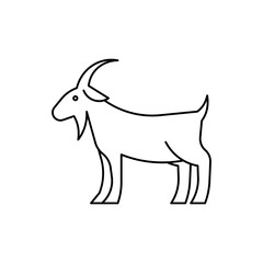 Goat farm animal linear icon. Editable stroke