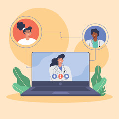 doctors staff in laptop