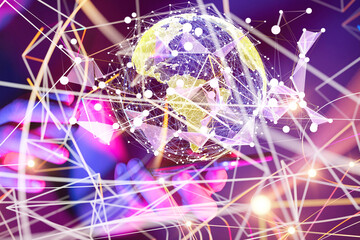 World map point, line, composition, representing the global,