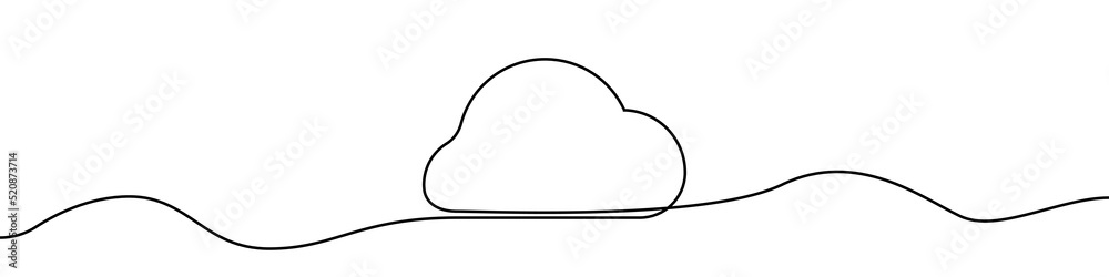 Poster cloud line continuous drawing vector. one line cloud vector background. cloud drive linear icon. con