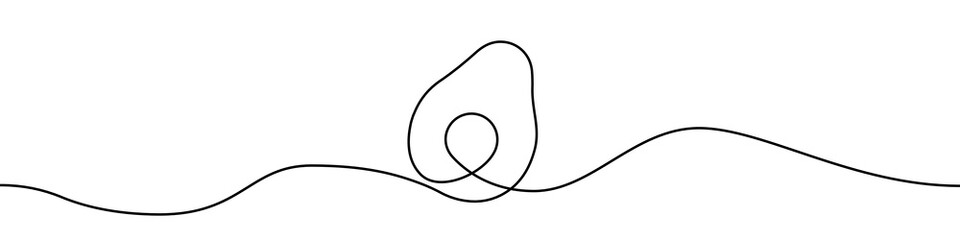 Avocado line continuous drawing vector. One line avocado vector background. Avocado icon. Continuous outline of a avocado.