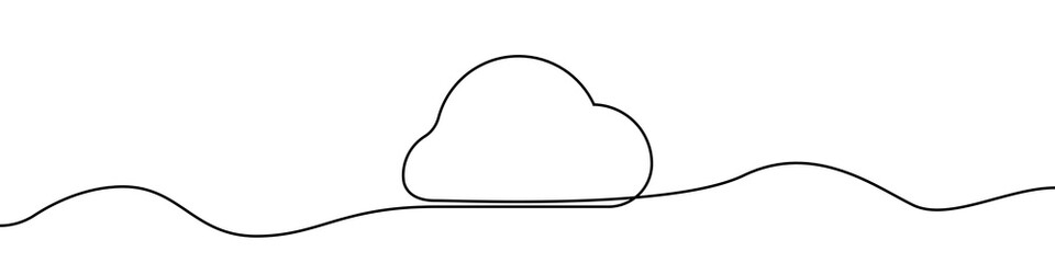 Cloud line continuous drawing vector. One line Cloud  vector background. Cloud  drive linear icon. Continuous outline of a Cloud .
