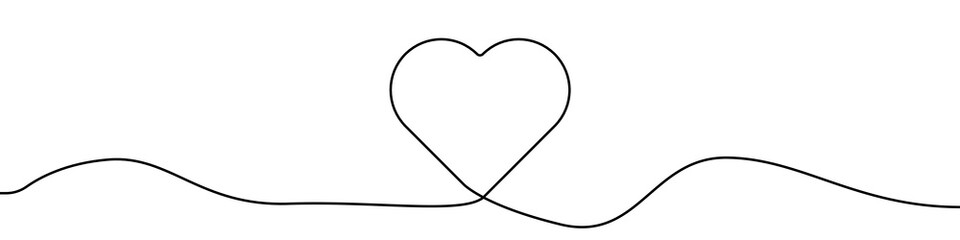 Heart line continuous drawing vector. One line heart vector background. Heart linear icon. Continuous outline of a heart.