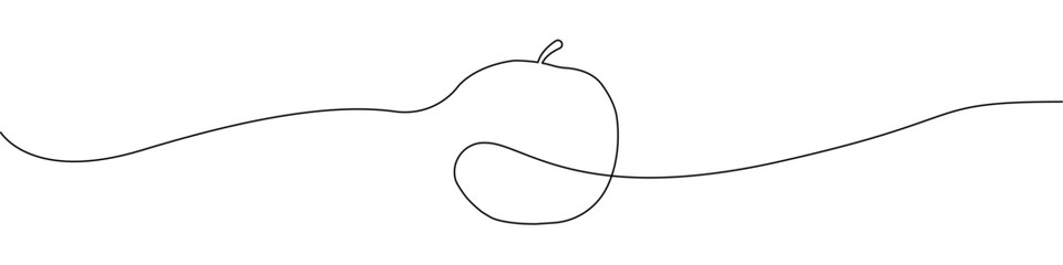 Apple line continuous drawing vector. One line apple vector background. Apple drive linear icon. Continuous outline of a apple.