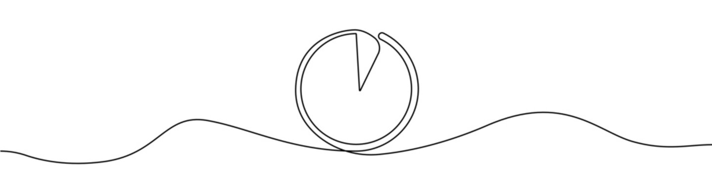 Clock line continuous drawing vector. One line Clock vector background. Clock drive linear icon. Continuous outline of a Clock.