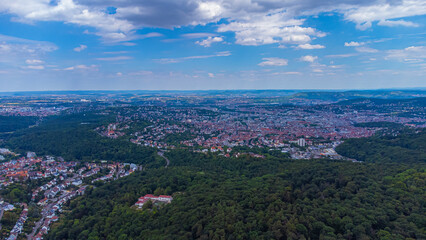 Fototapeta na wymiar Stuttgart panorama with a huge forest in the foreground