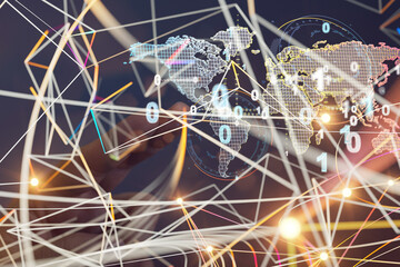 Global network connection. World map point and line composition concept