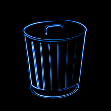 Vector illustration of a trash can with neon effect.