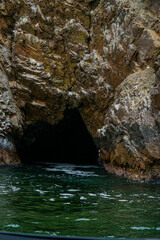 Amazing view of Ballestas islands, a national  reserve in Pisco Bay, PAracas, , Peru. where you can see many birds, sea lions and the Candelabro geoglyph  of Paracas Peninsula