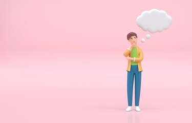 Isolated Thinking Gesture. 3D Illustration