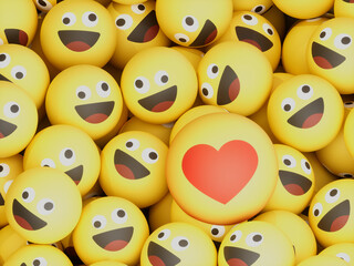 Love Over Crazy Eyes Emoticon Balls Crypto Currency 3D Illustration Render