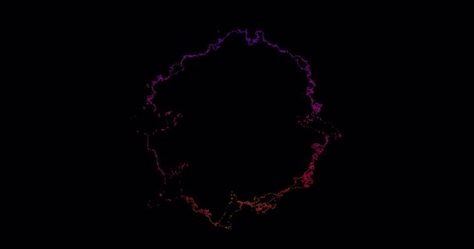 Abstract animation motion design with beautiful round circle equalizer with multicolored blurred laser magical energy colored smoke with slow motion effect on black background in 4k high resolution.