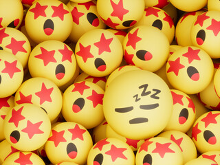 Star Struck Over Sleeping Emoticon Balls Crypto Currency 3D Illustration Render
