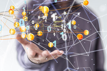 Global network. Blockchain. 3D illustration. Neural networks and artificial intelligence. Abstract  3d