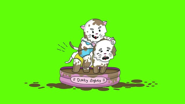 Dirty Kity. Green Background. Cute.