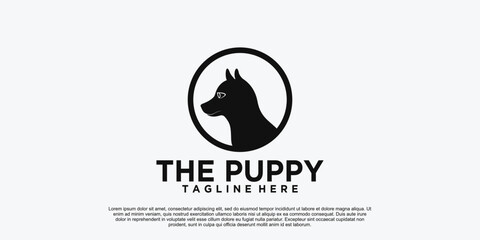 The puppy logo design unique Premium Vector