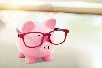 Classic piggy bank concept for saving, accounting, banking and business account or sustainable and...