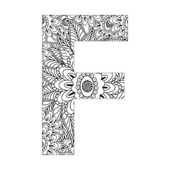 Alphabet Vintage Letters Coloring Books With Flower Mandala Vector Design for Kids Activity