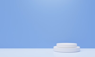 White geometry pedestal for display. Empty product stand with a geometrical shape. minimal style. 3d render illustration.