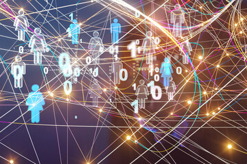 Abstract technology group and data 3d