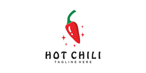 Spicy chili logo icon vector red pepper logo template Premium Vector