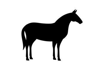 Obraz premium Horse black silhouette. Horse symbol. Stallion silhouette. Farm animal icon isolated on white background.