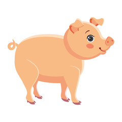 Obraz na płótnie Canvas Funny pig, vector character for kids