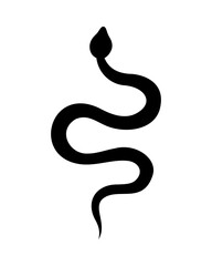 Black snake silhouette. Tropical toxic reptiles symbol. Dark poisonous snakes icon. Dangerous exotic rattlesnakes