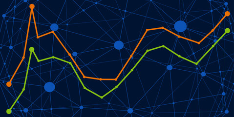 Abstract analytic background with data chart analysis. Analytics algorithms. A large amount of data. The concept of cryptography. Data chart. Data chart. Banner for business, science and technology.