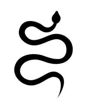 recommend clip art: Black silhouette snake. Dark poisonous snakes icon. Tropical toxic reptiles symbol. Dangerous exotic rattlesnakes