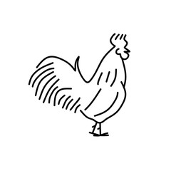 Fototapeta na wymiar chicken doodle vector illustration. Hand drawn cute chicken for farm logo identity. Domestic animal mascot concept. Poultry hen line design modern vector graphic illustration