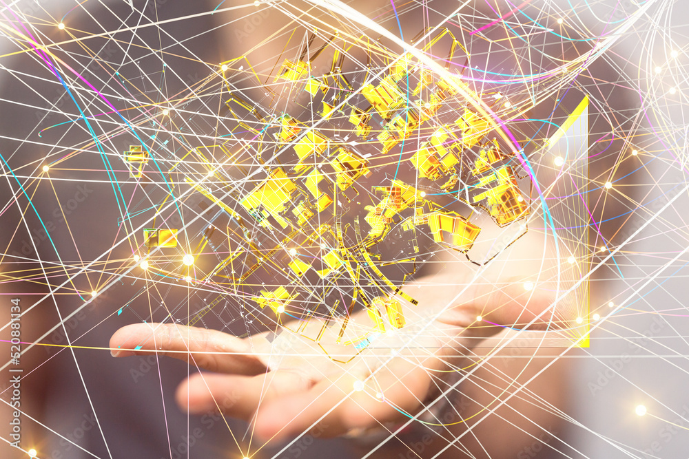 Poster conference Digital Network and data concept 3d
