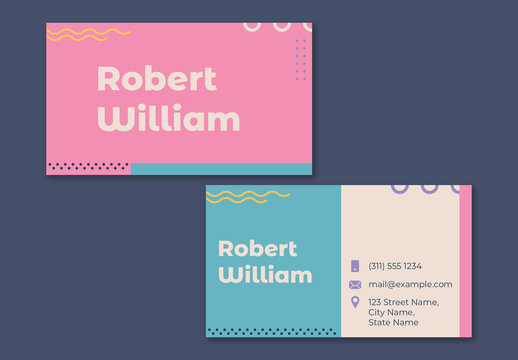 Pastel Colored Business Card with Geometric Shapes