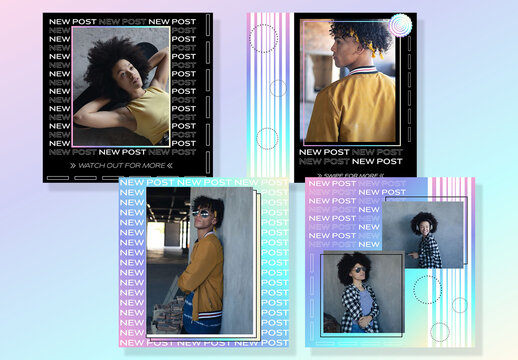 Social Media Set with Pastel Gradients