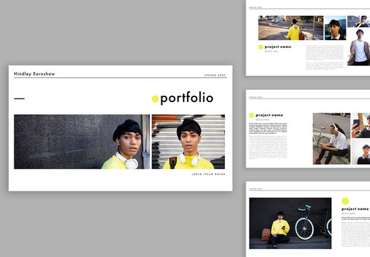 Black and White Portfolio with Yellow Accents