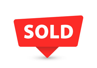 Sold - Banner, Speech Bubble, Label, Sticker, Ribbon Template. Vector Stock Illustration