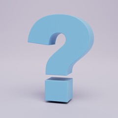 question, problem solving. question mark. Volumetric blue question mark on a white background. 3d illustration. 3d render