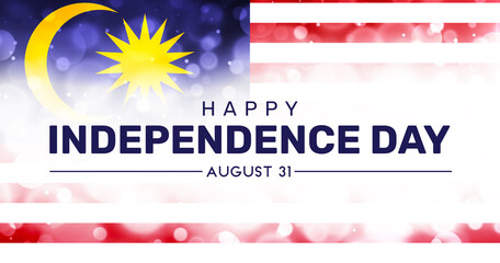 Malaysia Independence Day background with bokeh and flag. National holiday on patriotic day celebration backdrop