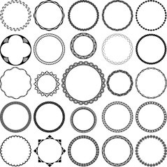 Art Deco vector round border collection for use in vintage labels, badges and other design projects.