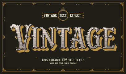 Creative editable vintage text effect vector 