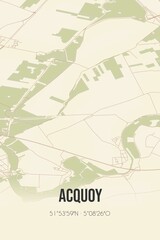 Retro Dutch city map of Acquoy located in Gelderland. Vintage street map.