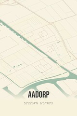 Retro Dutch city map of Aadorp located in Overijssel. Vintage street map.