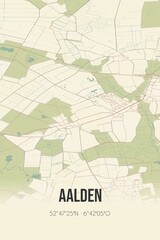 Retro Dutch city map of Aalden located in Drenthe. Vintage street map.