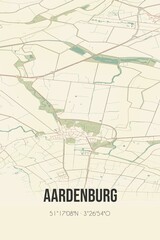 Retro Dutch city map of Aardenburg located in Zeeland. Vintage street map.