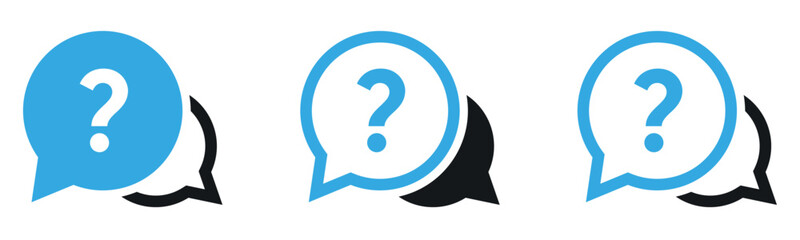 ICÔNE QUESTION AVEC BULLE BLEUE ET NOIRE