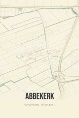 Retro Dutch city map of Abbekerk located in Noord-Holland. Vintage street map.