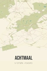 Retro Dutch city map of Achtmaal located in Noord-Brabant. Vintage street map.
