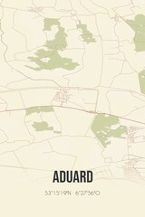 Retro Dutch city map of Aduard located in Groningen. Vintage street map.
